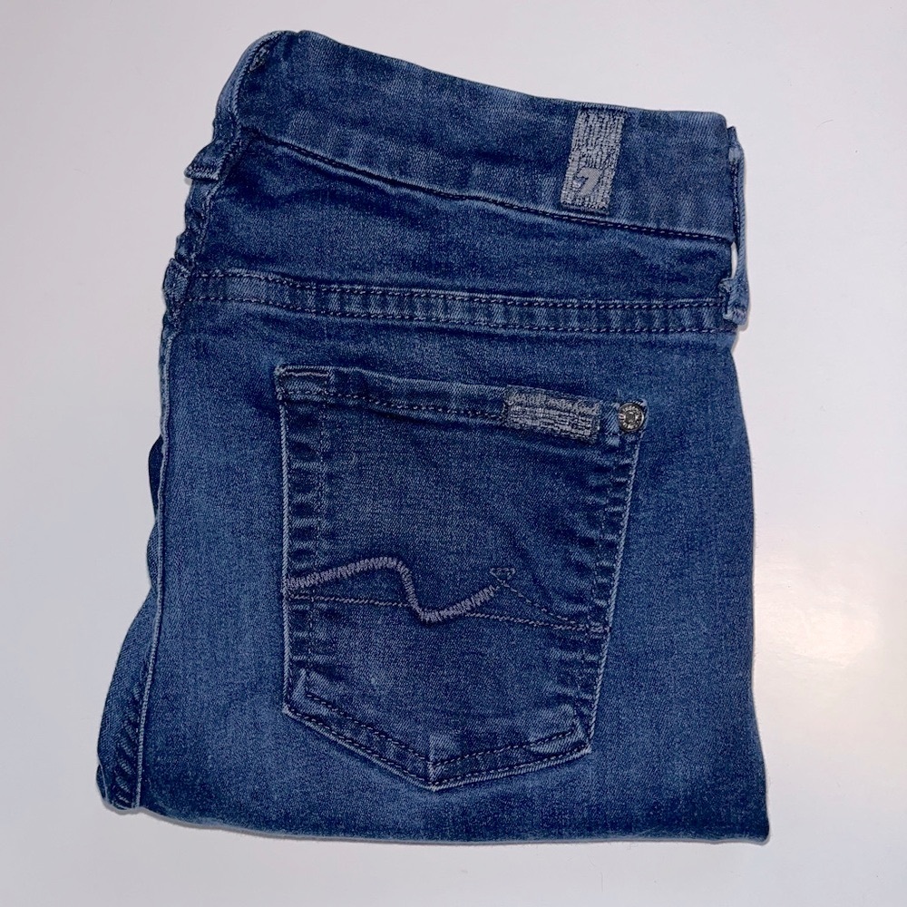 7 for all mankind stretchy kimmie straight leg dark denim jeans size 25